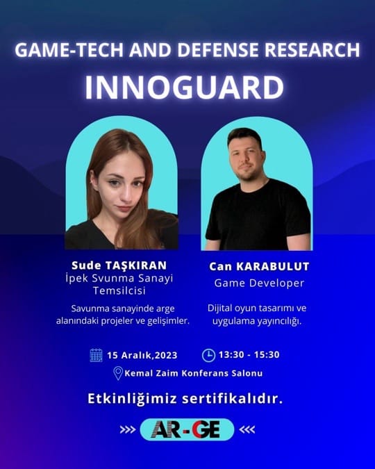 The INNOGUARD poster of the Atılım University R&D Club shows Can Karabulut as a speaker